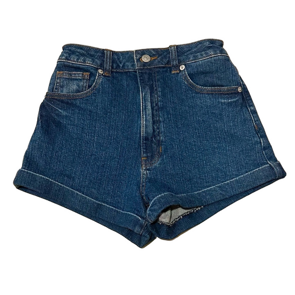 High Waisted Denim Shorts, Cuffed NEW, Size XS 98% Cotton - Picture 1 of 9